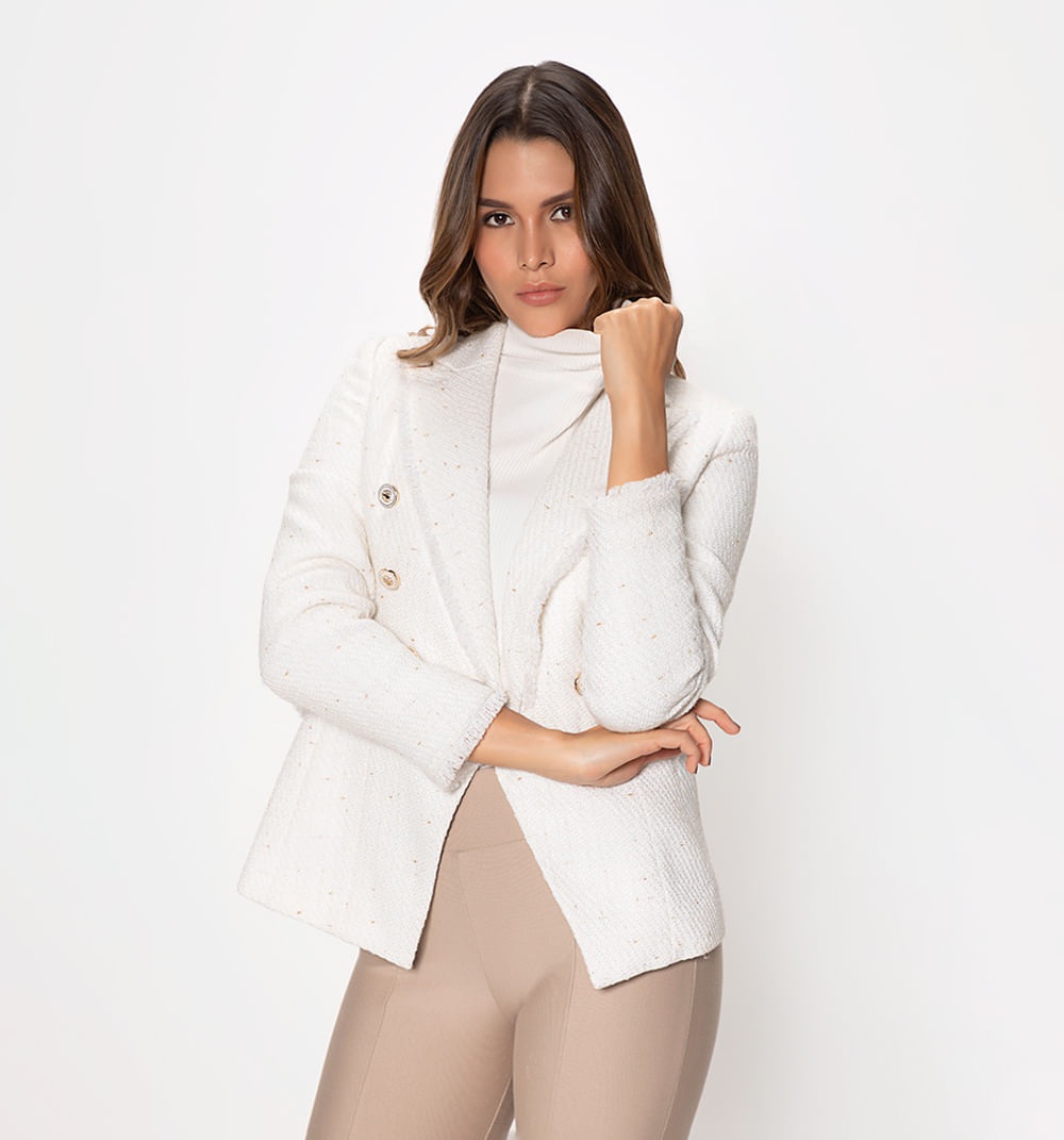 Blazer en tweed con flecos
