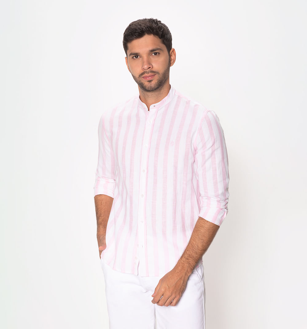 Camisa cuello nerú manga larga para homb