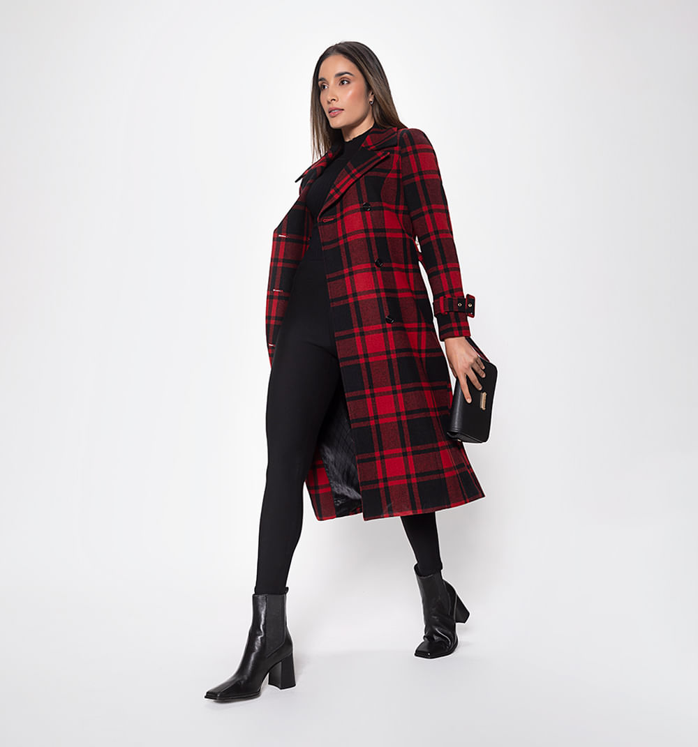 Abrigo con lana a cuadros