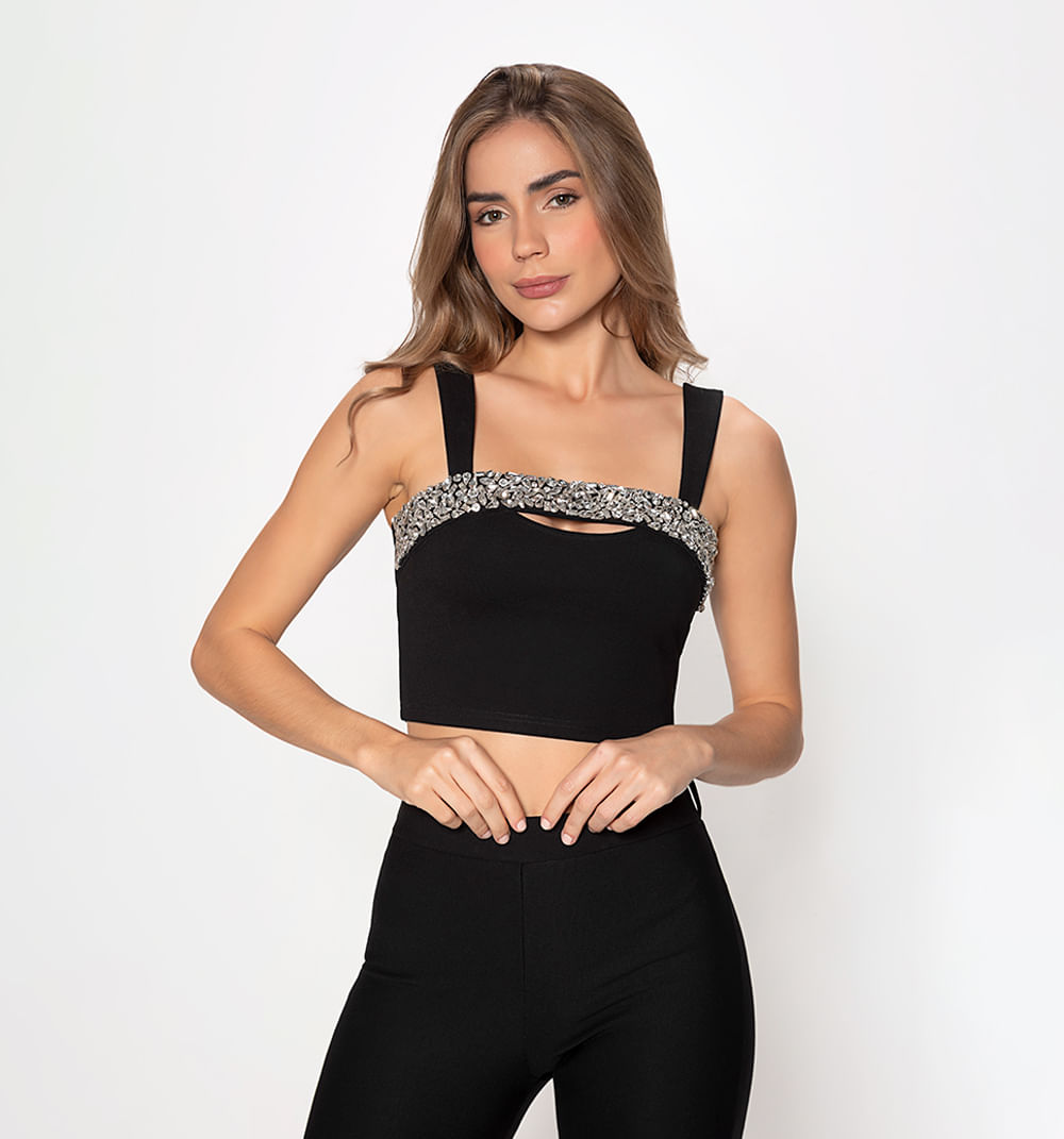 Top escote cuadrado con detalle de crist