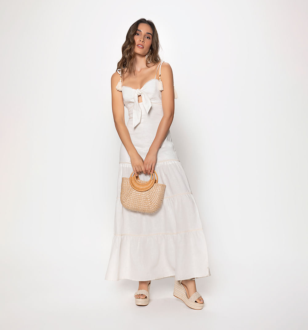 Vestido largo con copas de amarrar