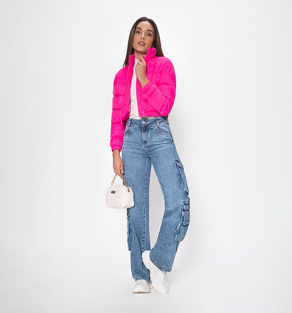 Chaqueta crop acolchada