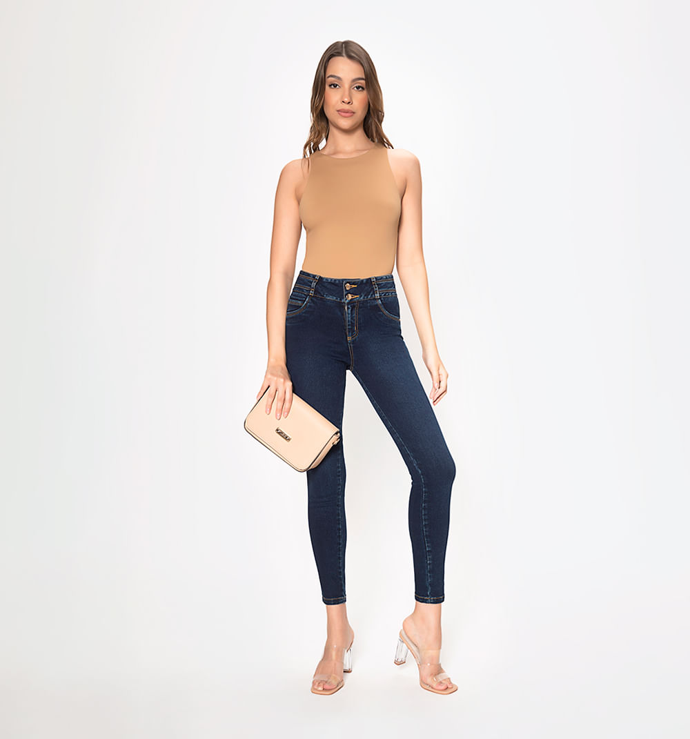 Jean ultraslim tiro medio pretina ancha,