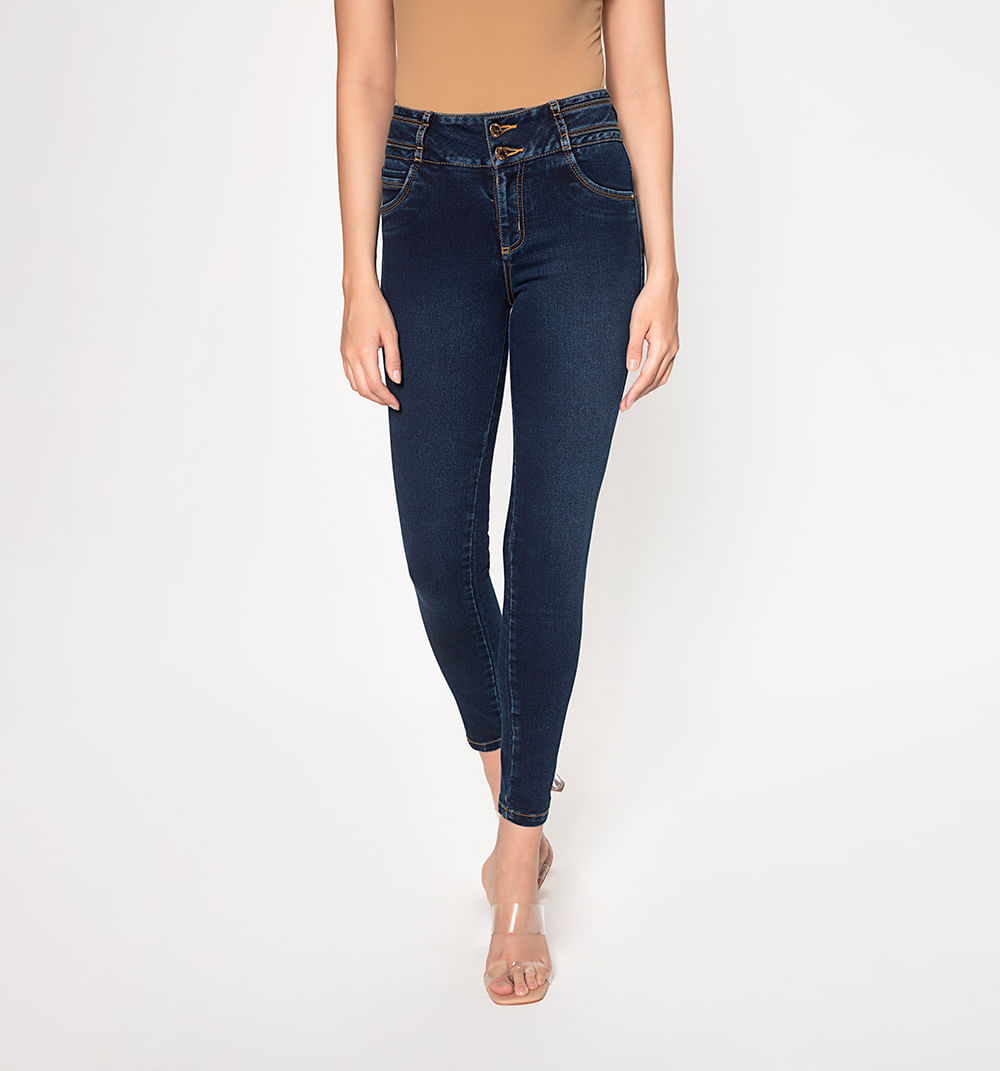 Jean ultraslim tiro medio pretina ancha,