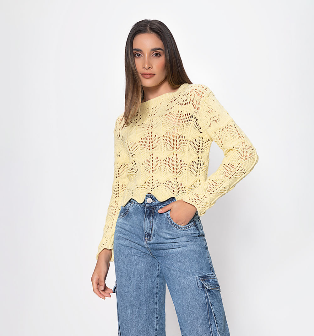 Buzo tejido m/l terminacion en picos