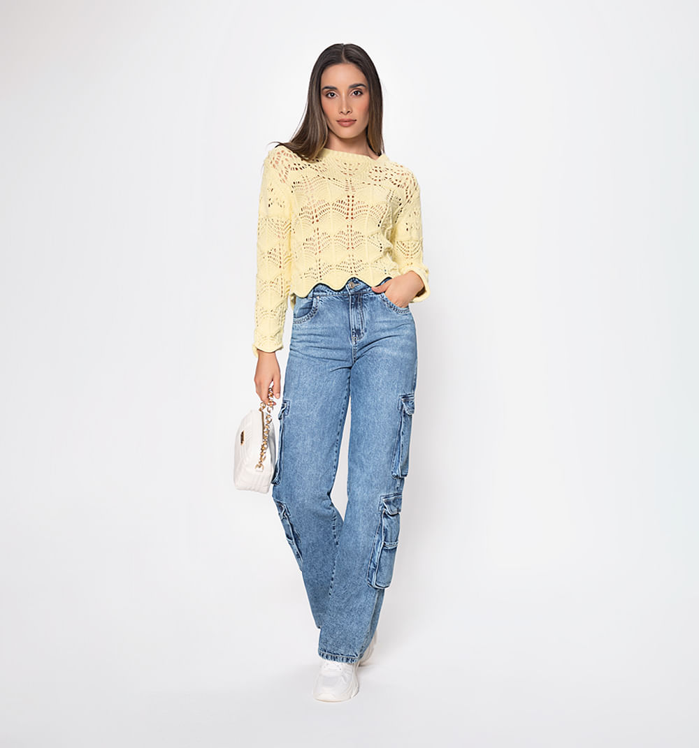 Buzo tejido m/l terminacion en picos