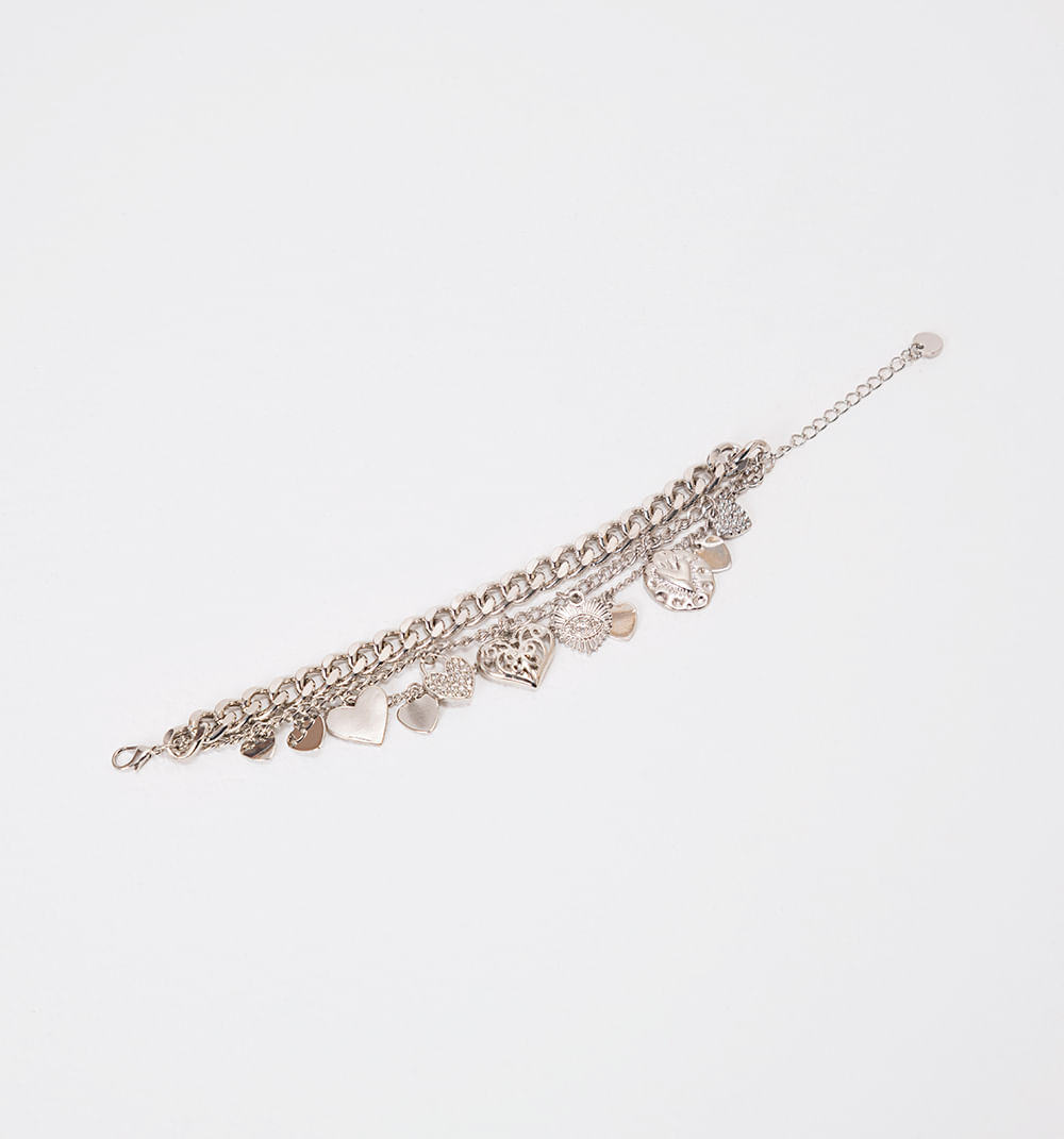 Pulsera cadenas y dijes corazon