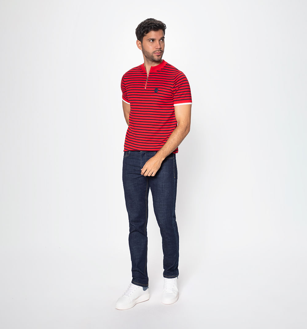 Camiseta de rayas tejida con zipper