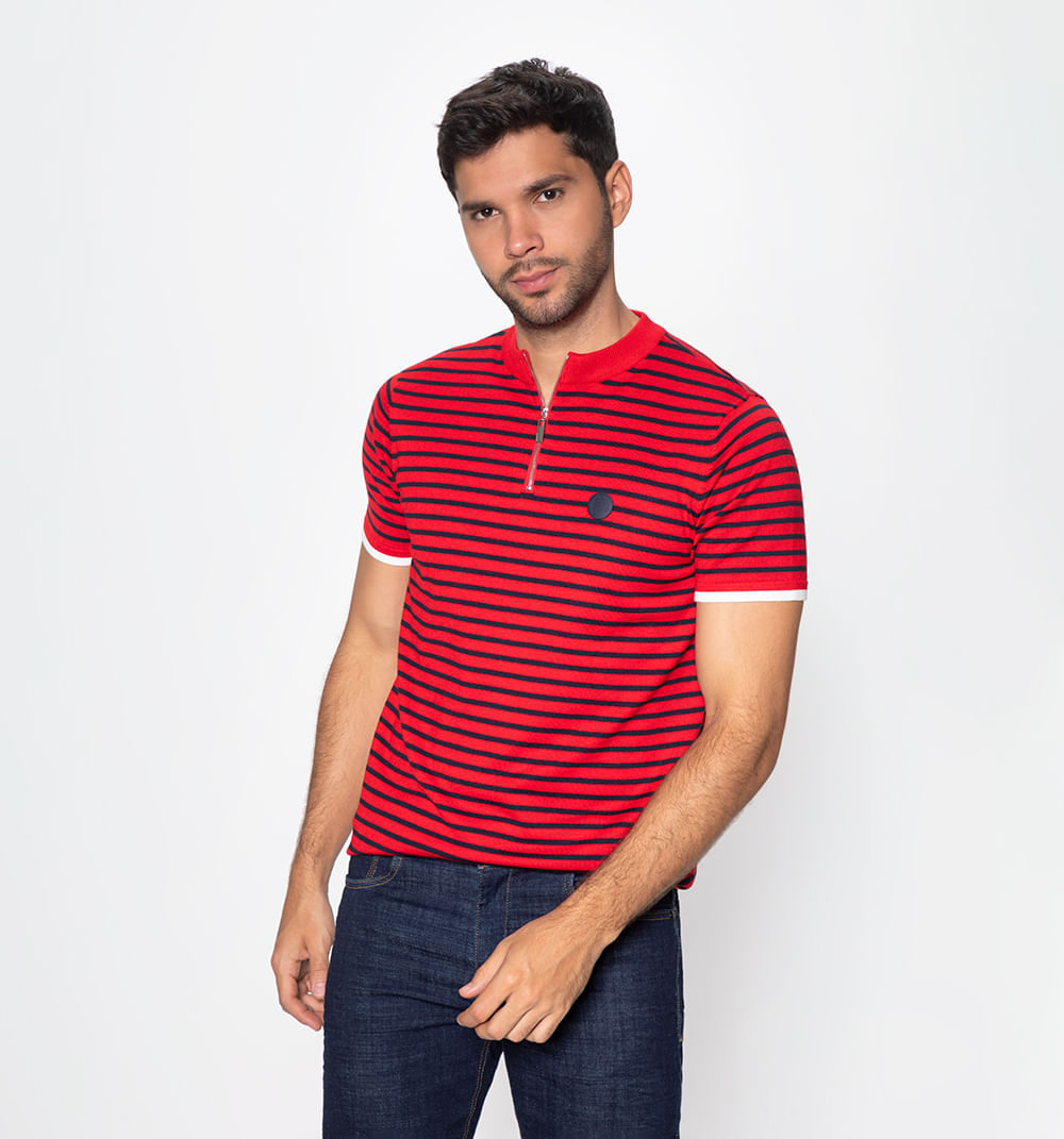 Camiseta de rayas tejida con zipper