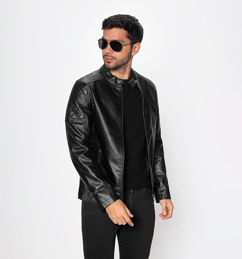 Chaqueta biker con cierre frontal y acol