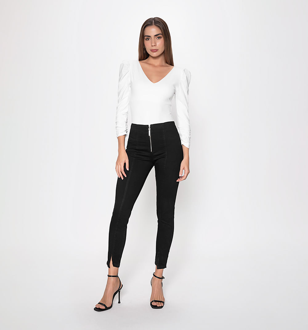 Jeggings tiro alto con cierre delantero