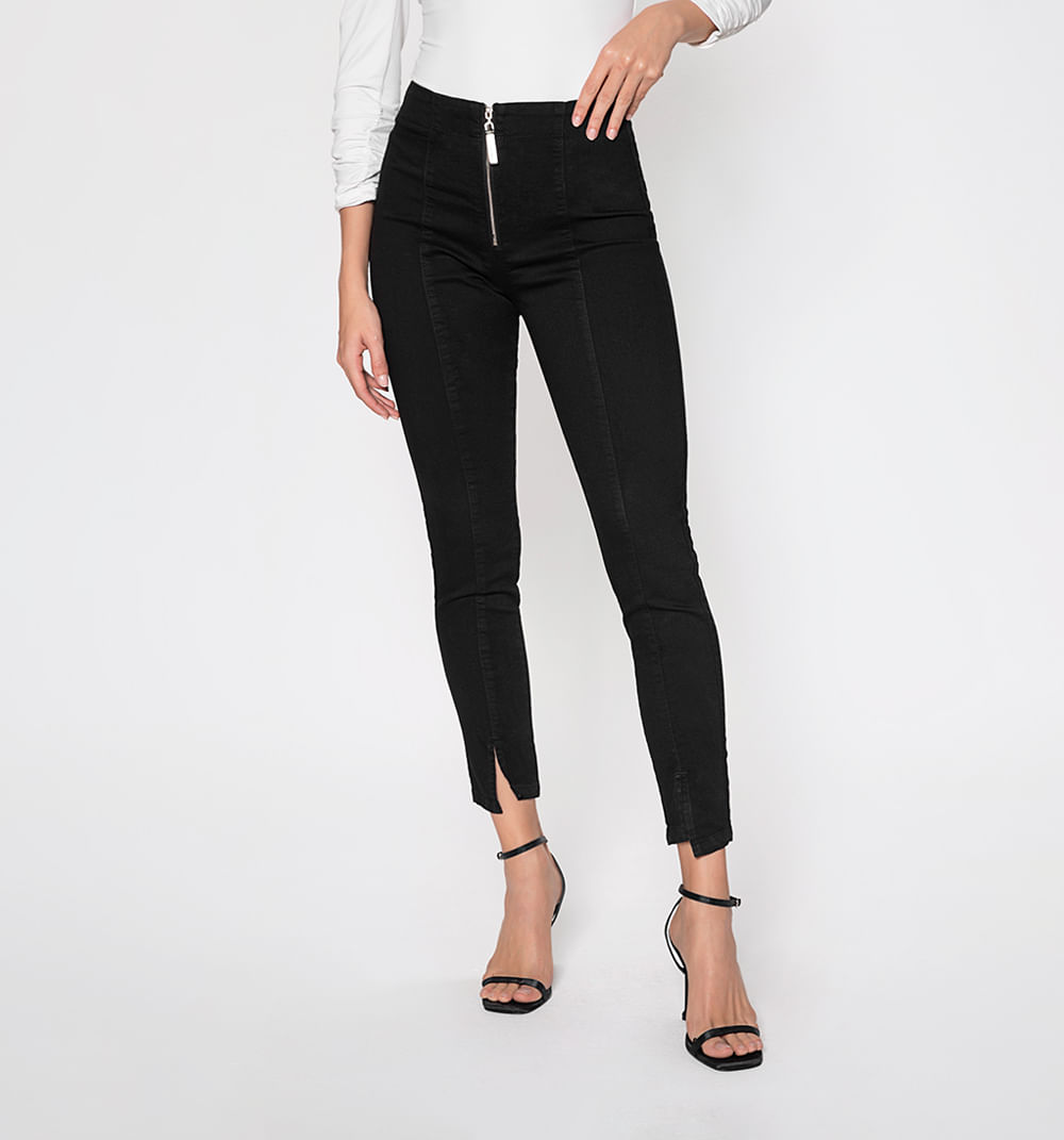 Jeggings tiro alto con cierre delantero