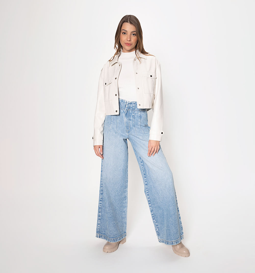 Chaqueta crop cuero sintetico tipo croco