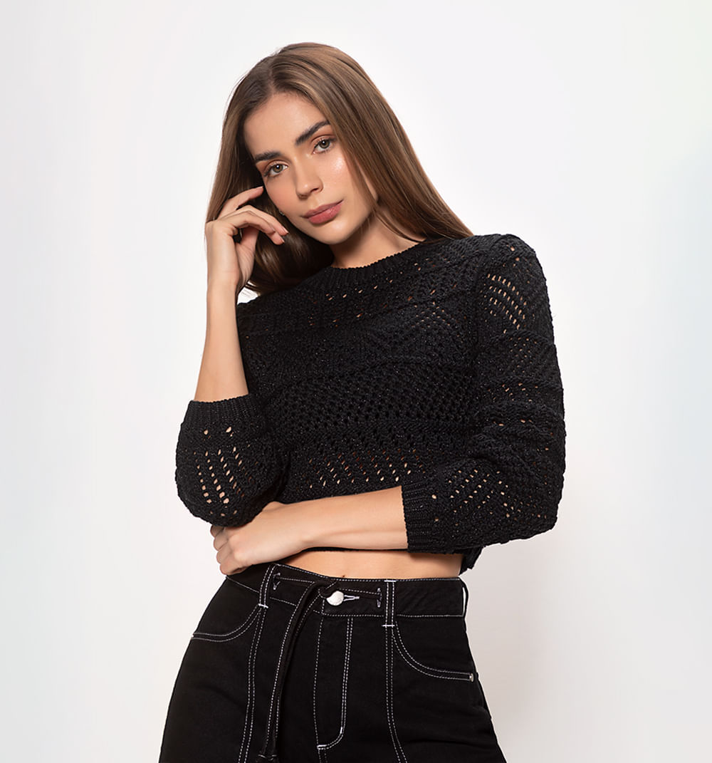 Sweater crochet con lurex