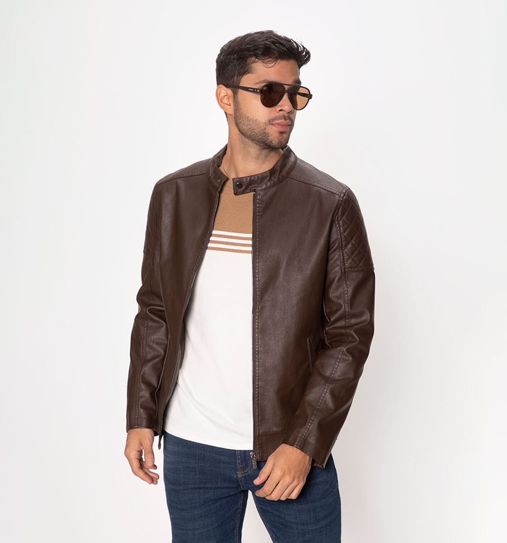 Chaqueta biker con cierre frontal y acol