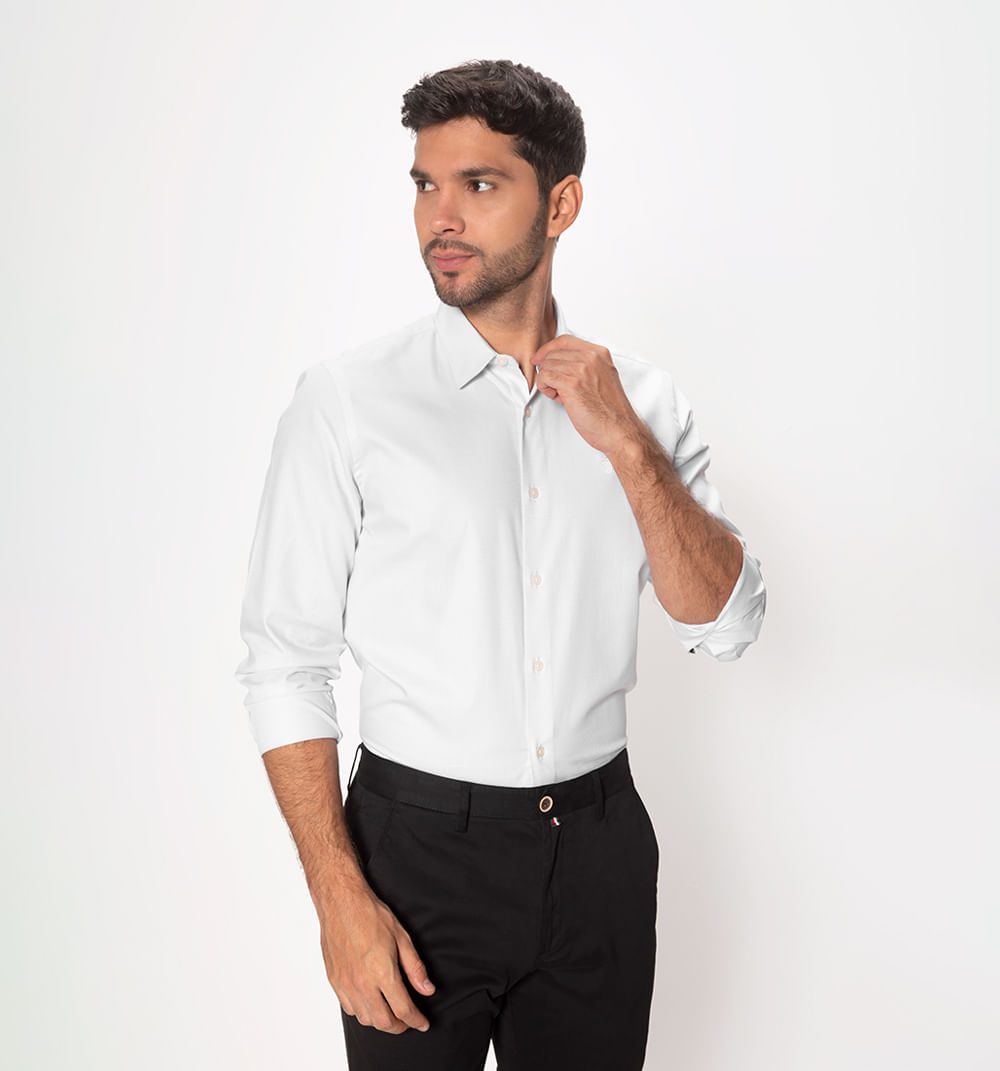 Camisa cuello italiano regular fit