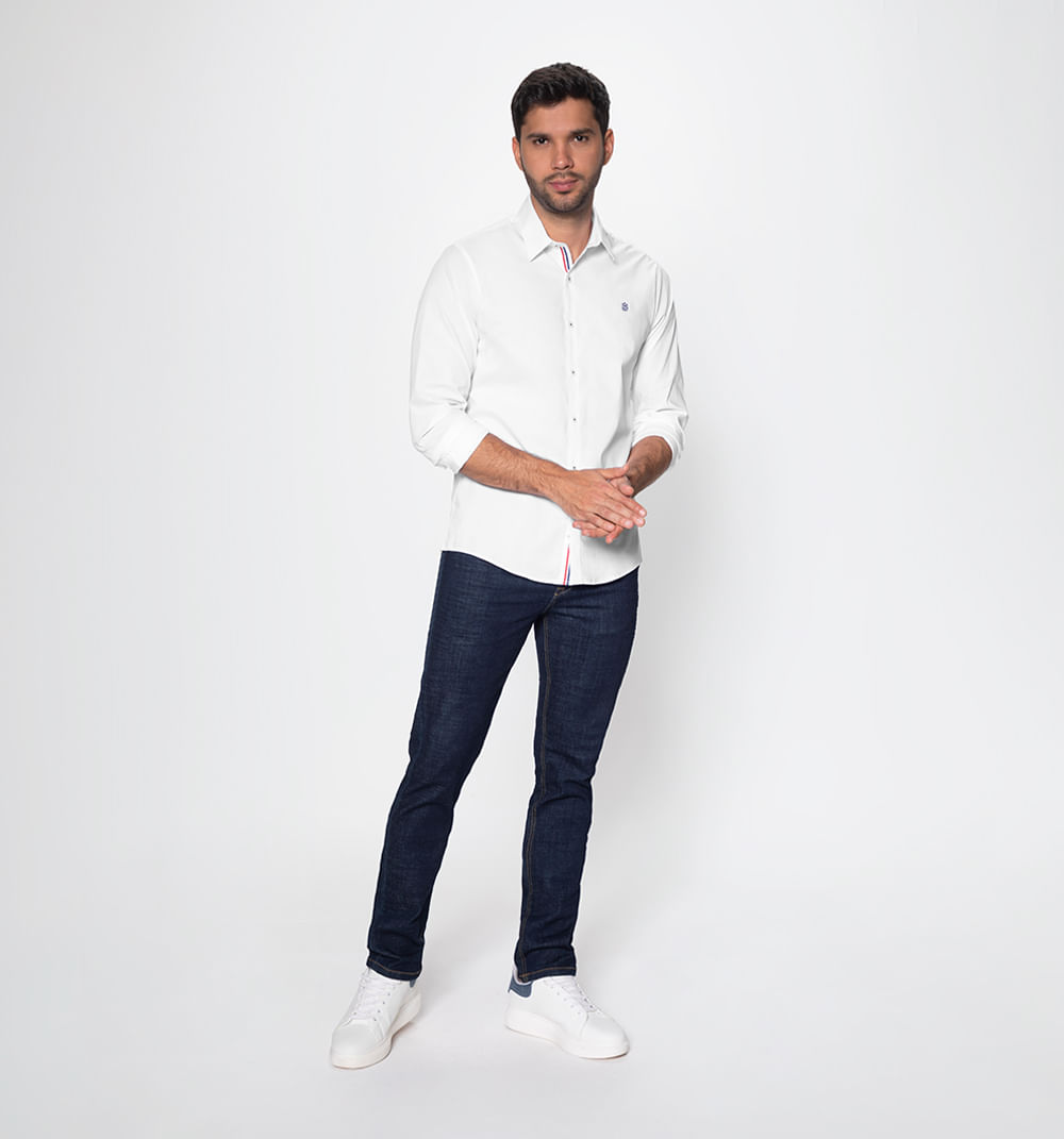 Camisa manga larga slim fit con cinta en
