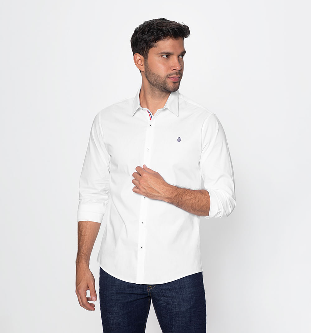 Camisa manga larga slim fit con cinta en