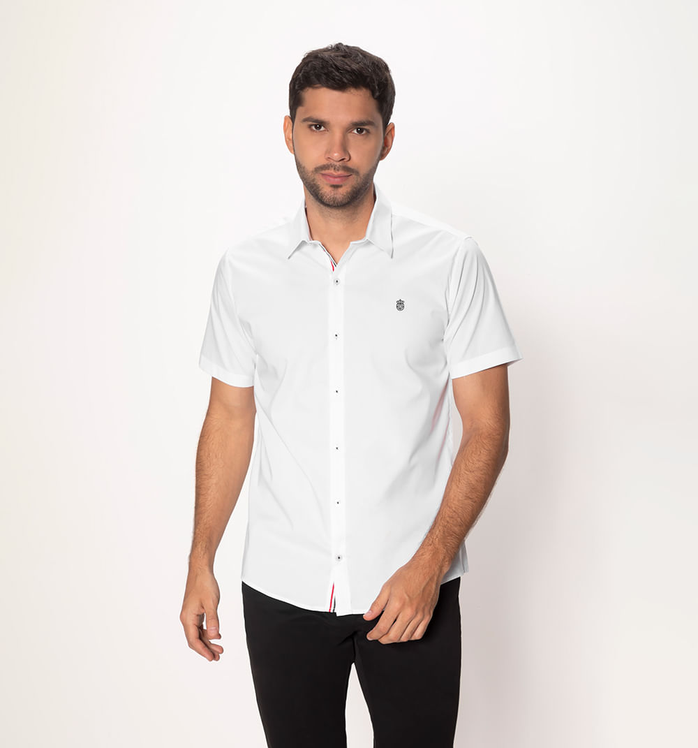 Camisa manga corta slim fit con cinta en