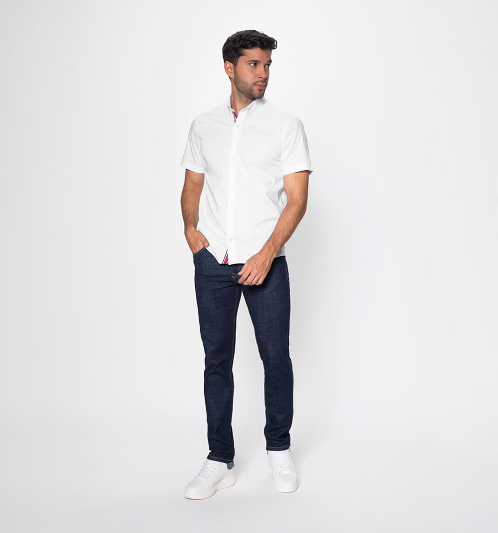 Camisa manga corta slim fit con cinta en