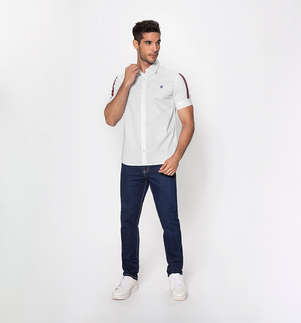 Camisa manga corta slim fit con cinta en