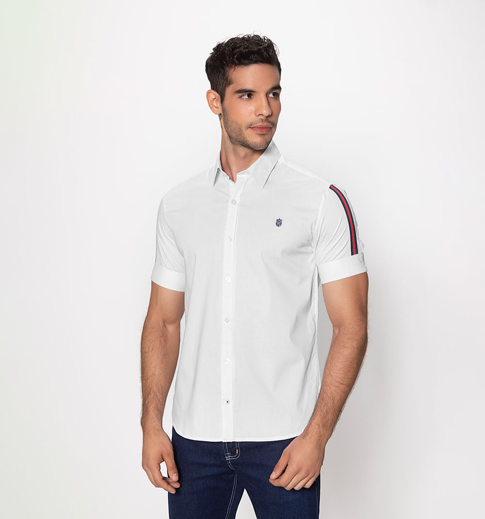 Camisa manga corta slim fit con cinta en