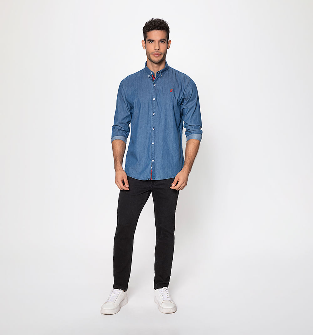 Camisa manga larga regular fit tipo deni