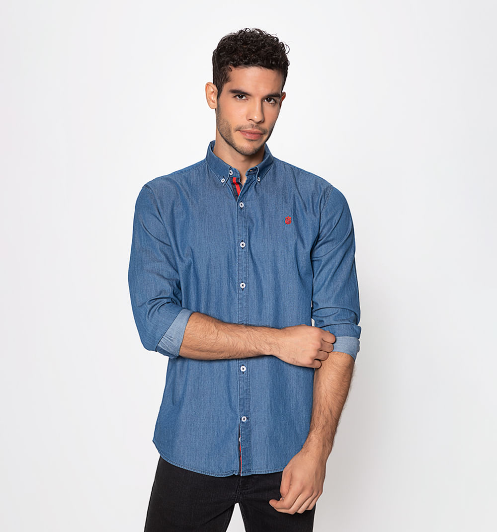 Camisa manga larga regular fit tipo deni