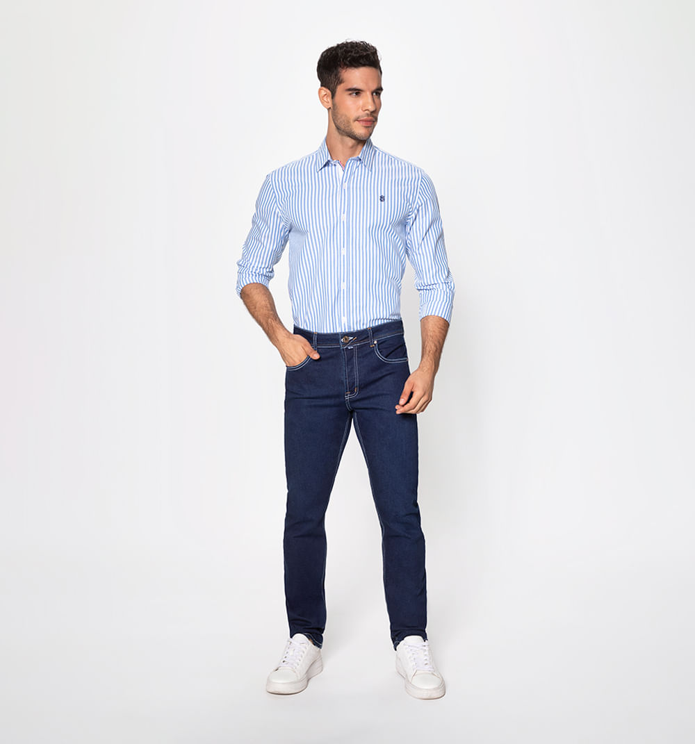 Camisa manga larga slim fit de rayas con