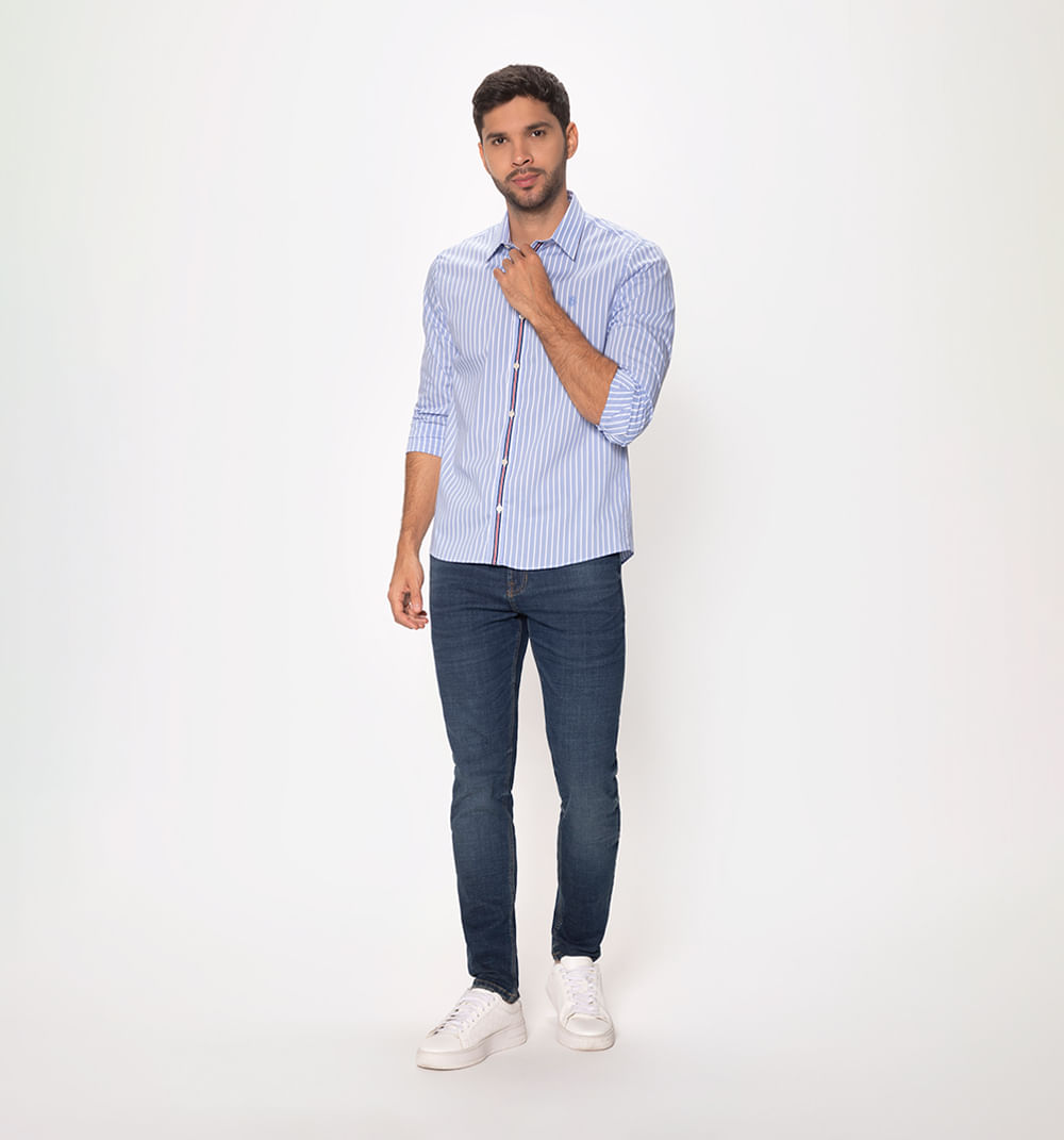 Camisa manga larga slim fit con cinta so