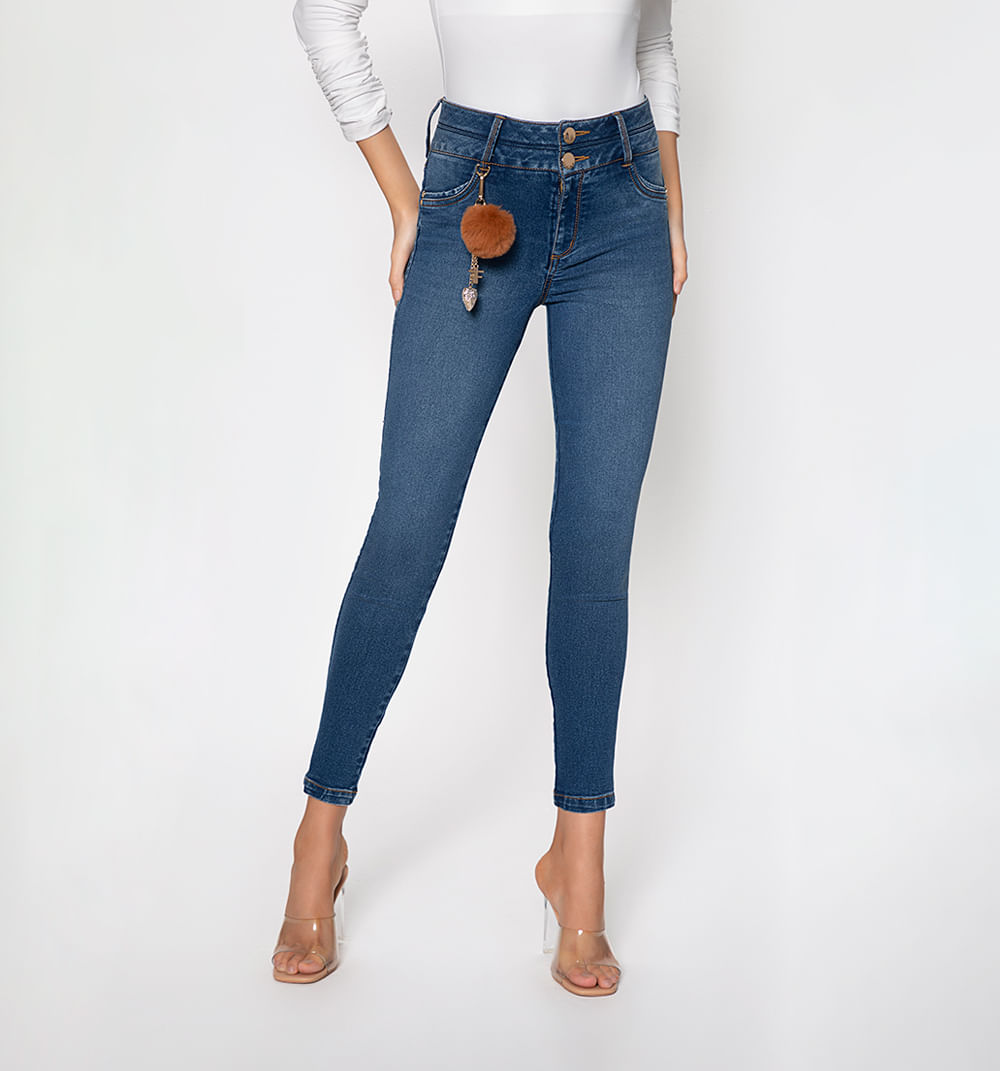 Jean ultraslim tiro alto, levanta cola,