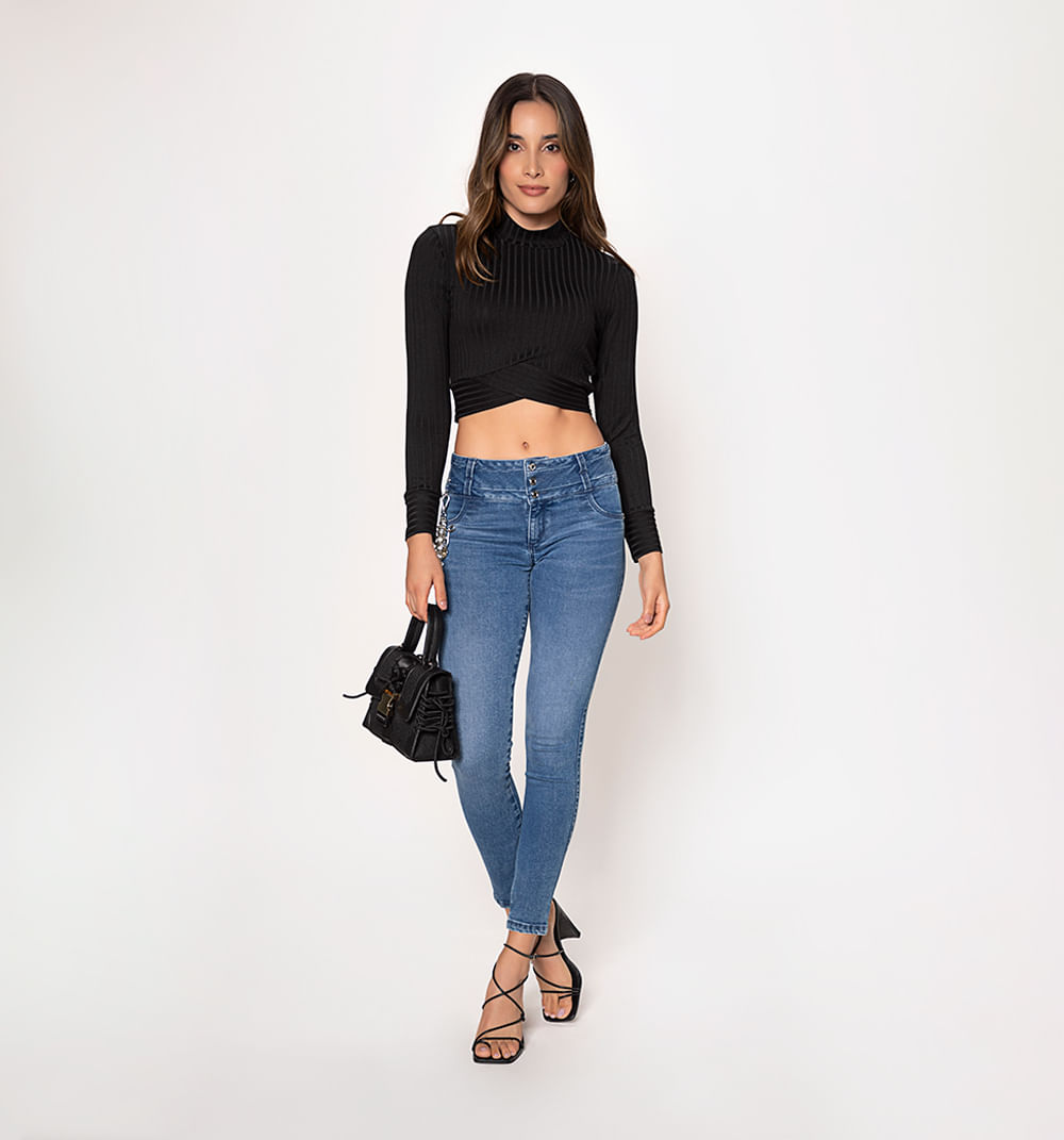 Jean ultraslim tiro medio, pretina ancha