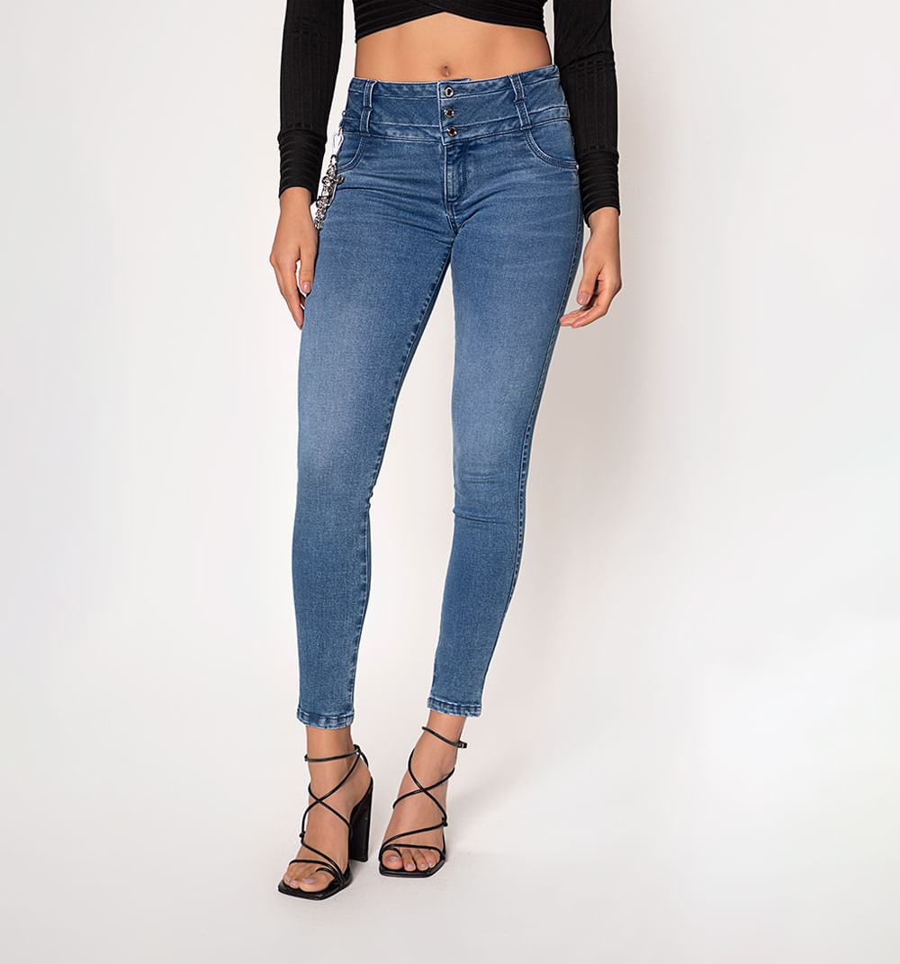Jean ultraslim tiro medio, pretina ancha