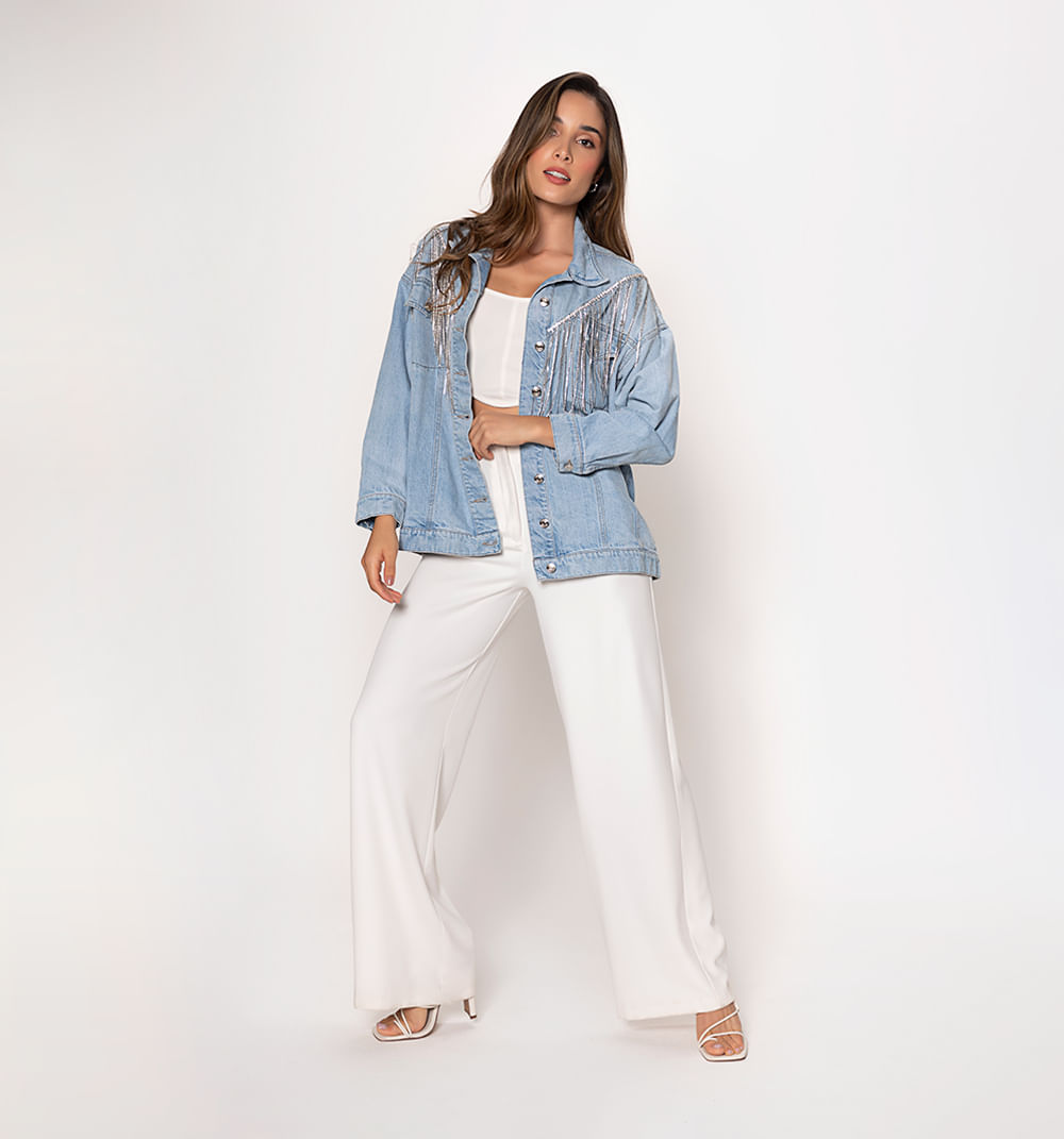 Chaqueta over size con cristales