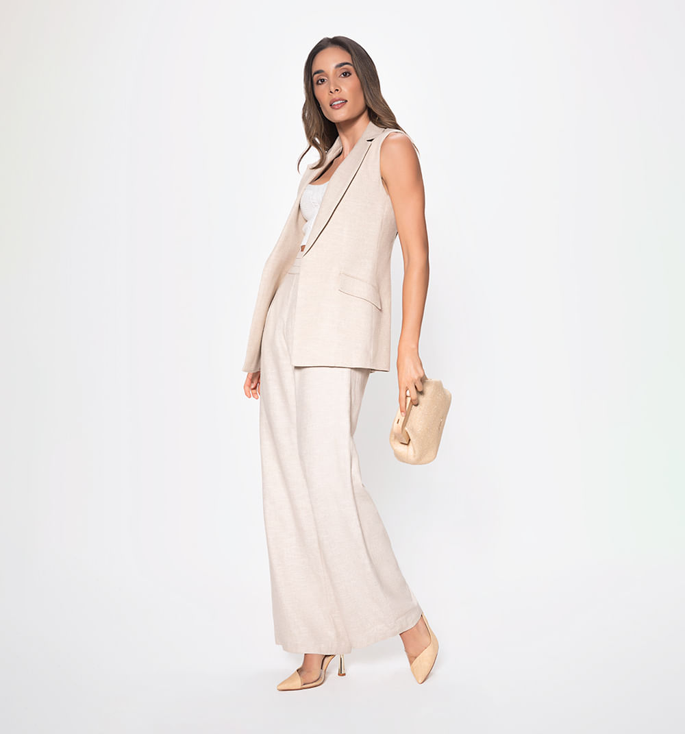 Chaleco largo solapa bolsillos con tapa