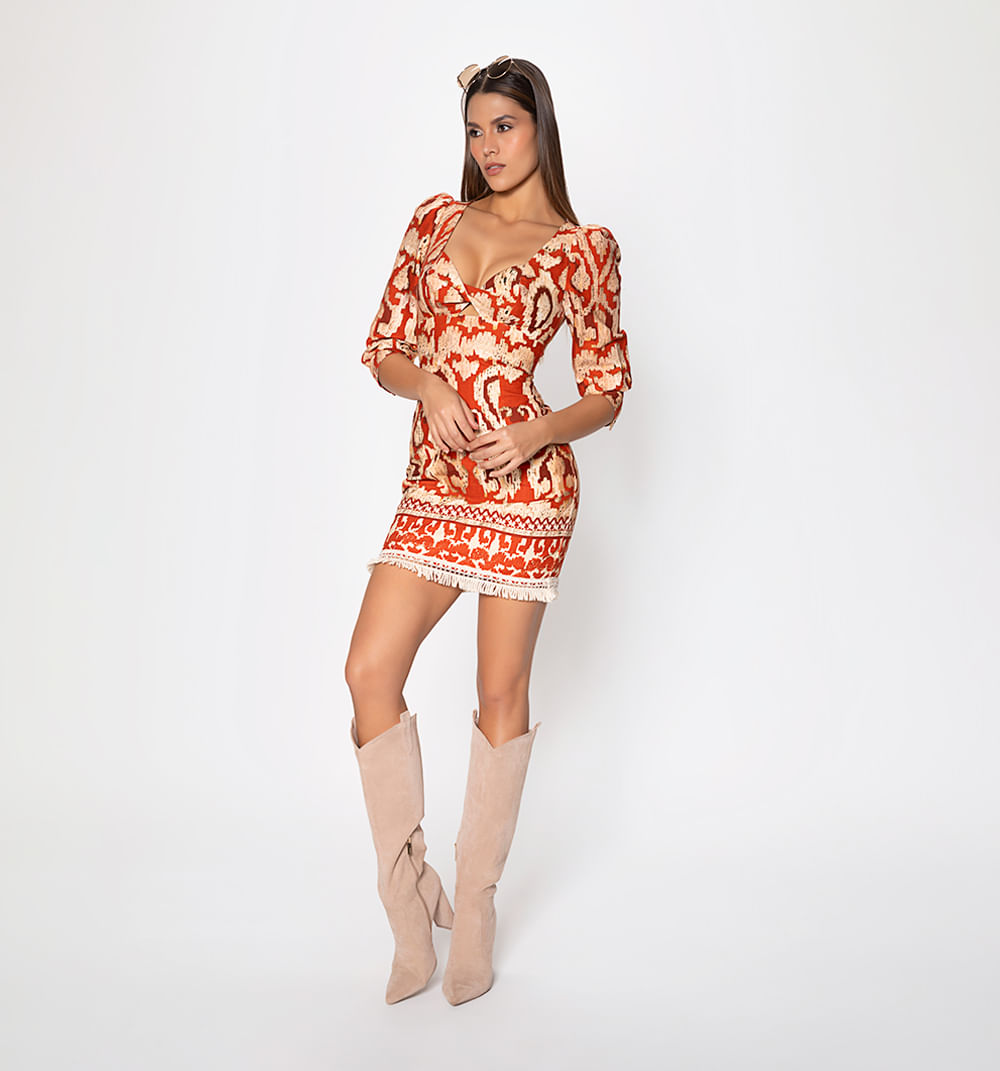 Vestido corto manga 3/4