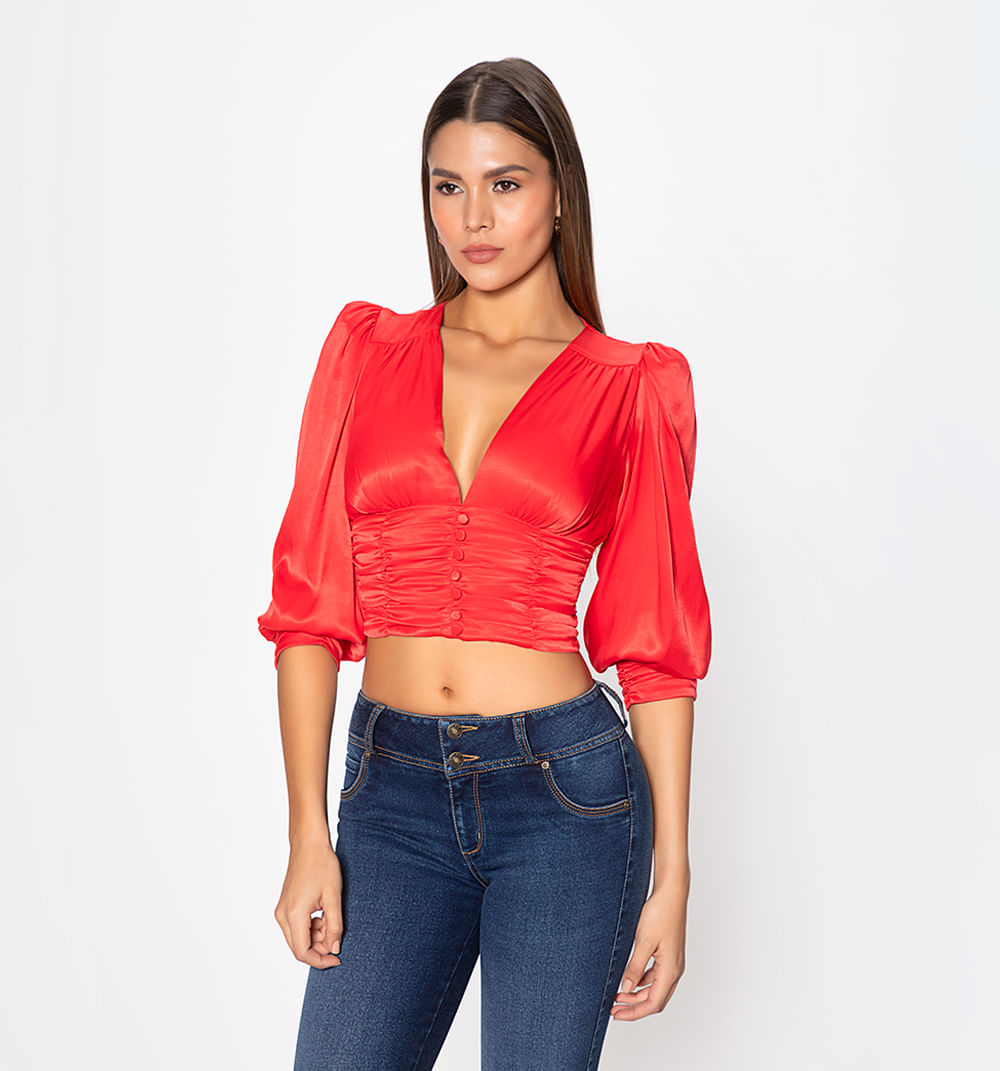 Blusa manga 3/4 con puños surcidos