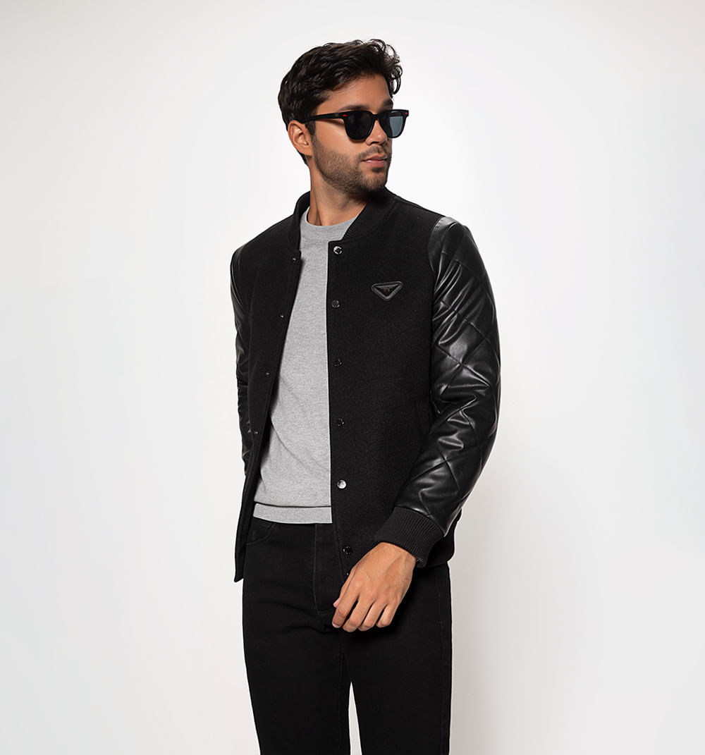 Chaqueta de hombre tipo bomber en paño y
