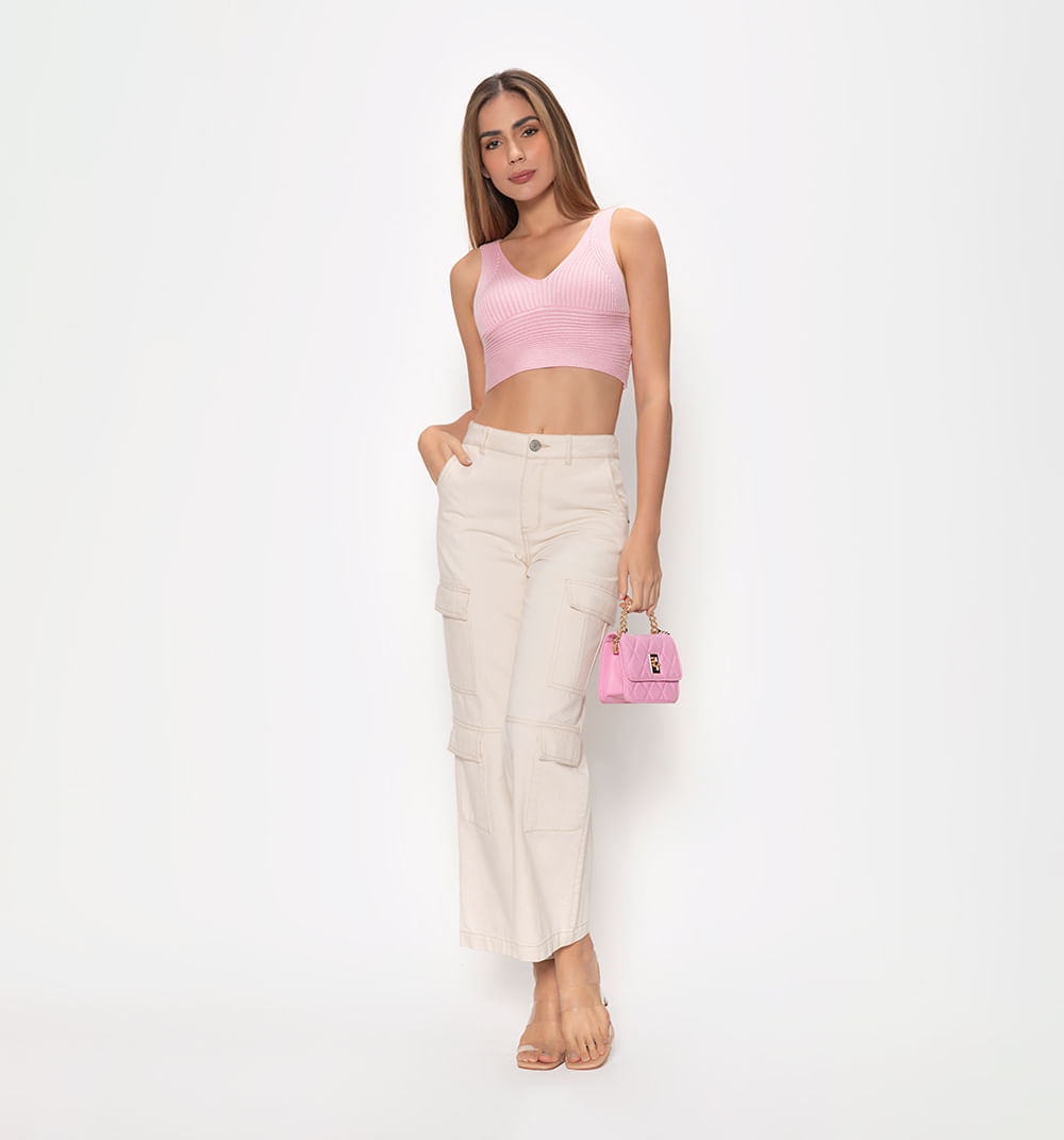 Blusa crop tejida con lurex