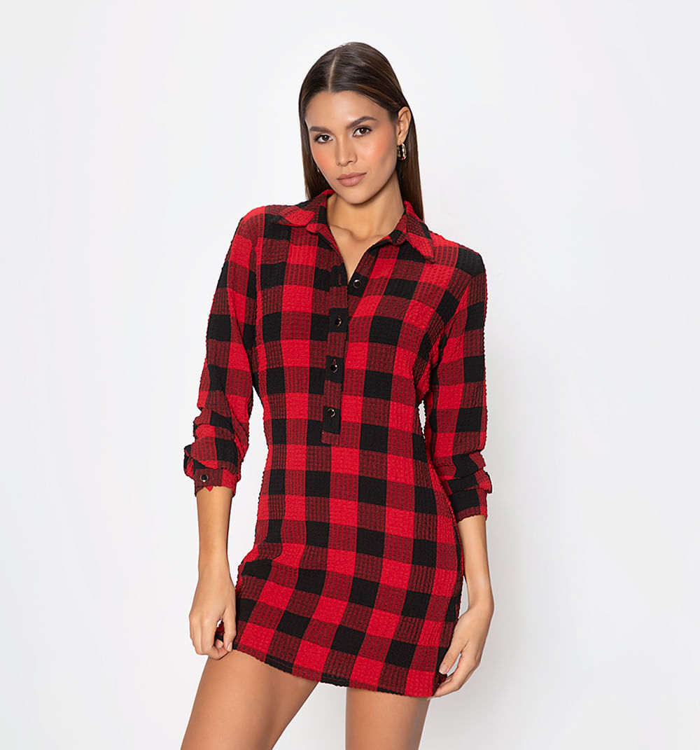 Vestido camisero vichy rojo