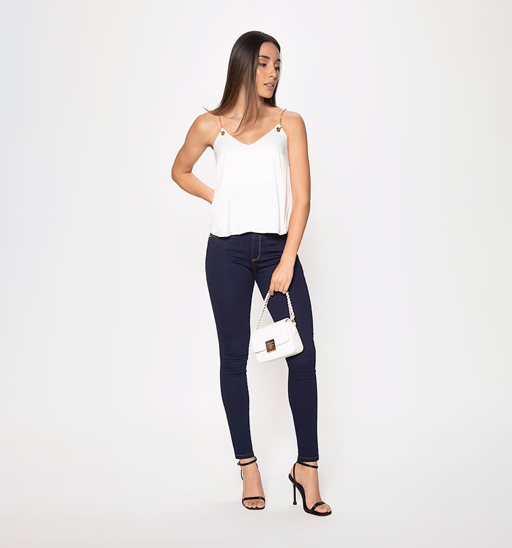 Jean ultraslim tiro super alto, pretina