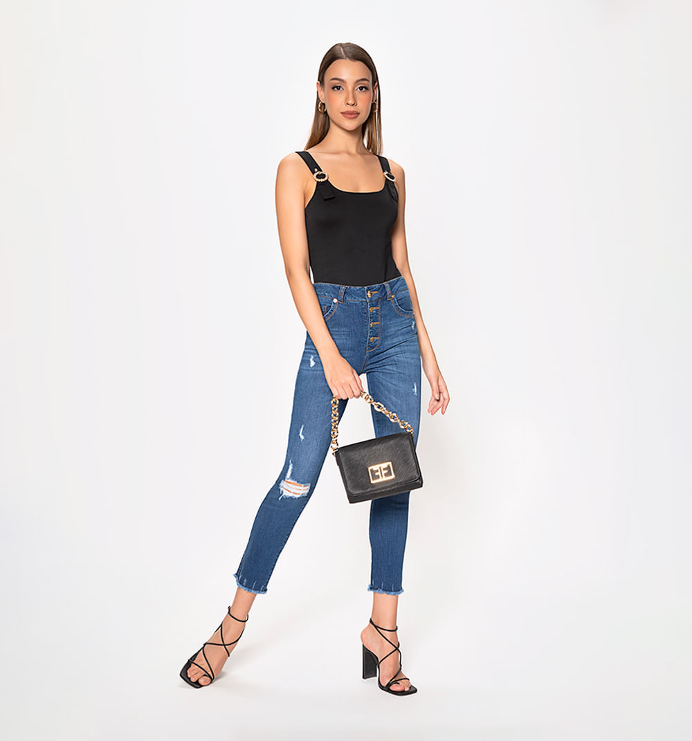 Body con tiras y hebilla cristales