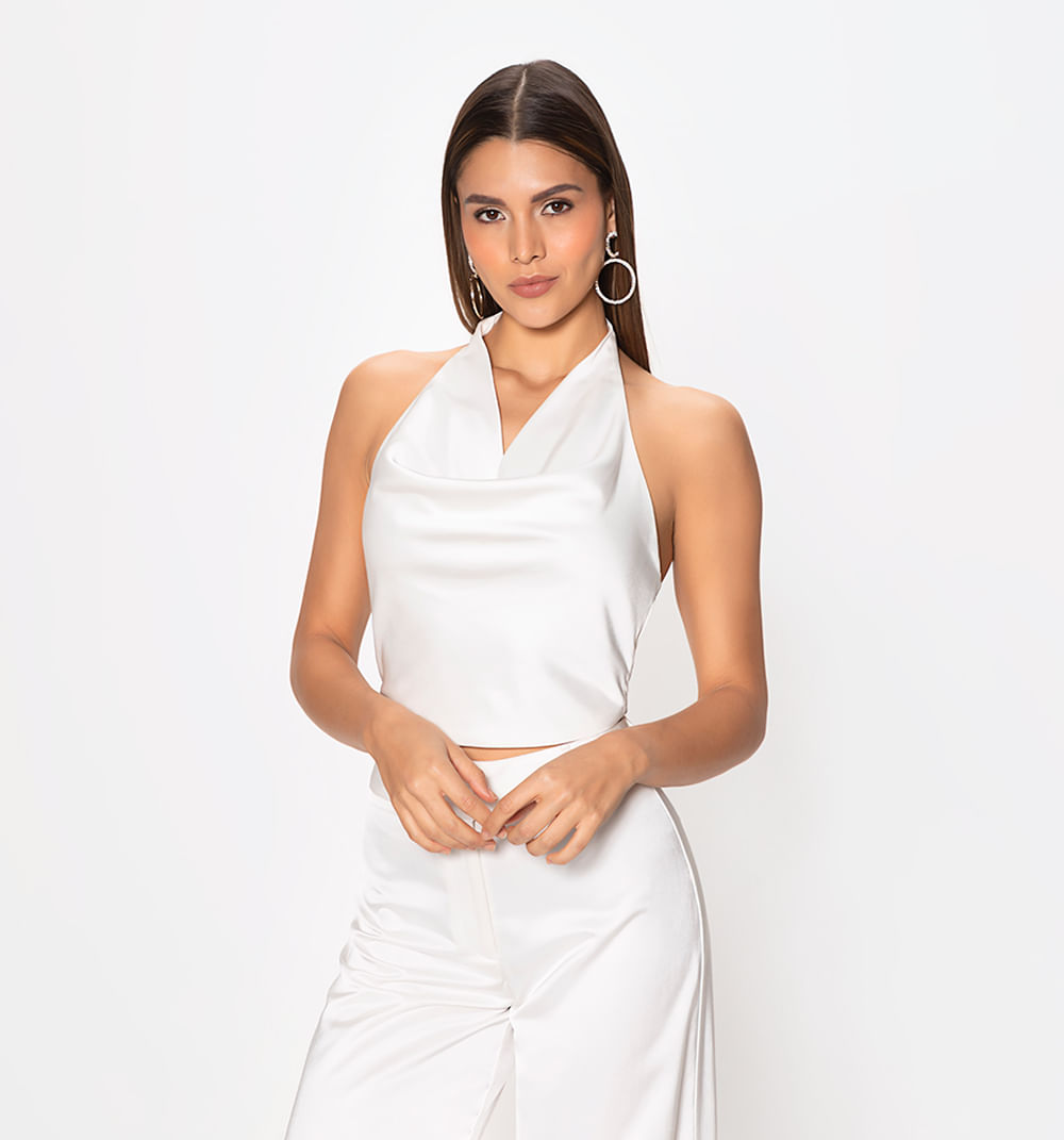 Blusa corta escote halter de amarre en p