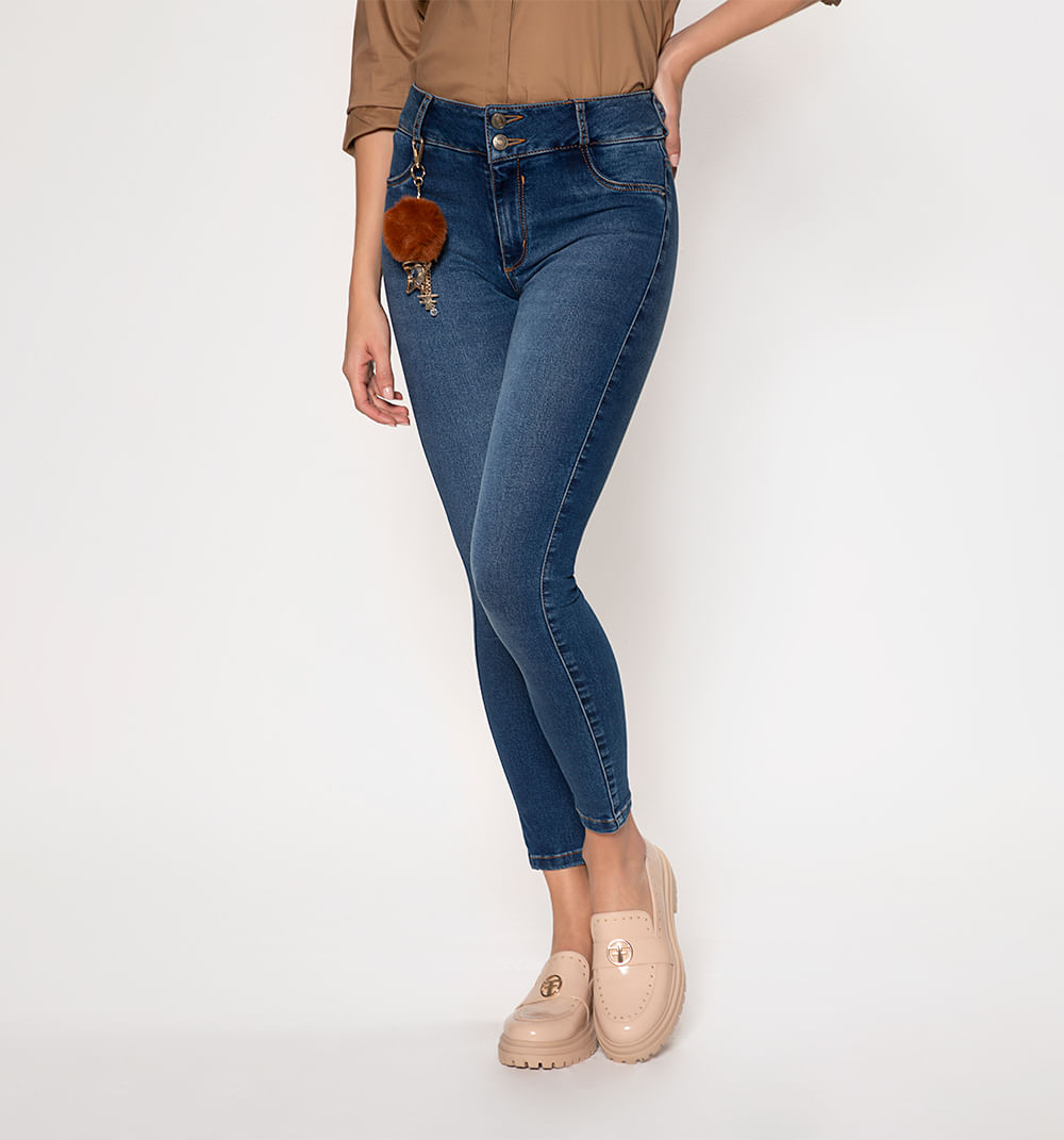 Jean skinny tiro medio cinco bolsillos c