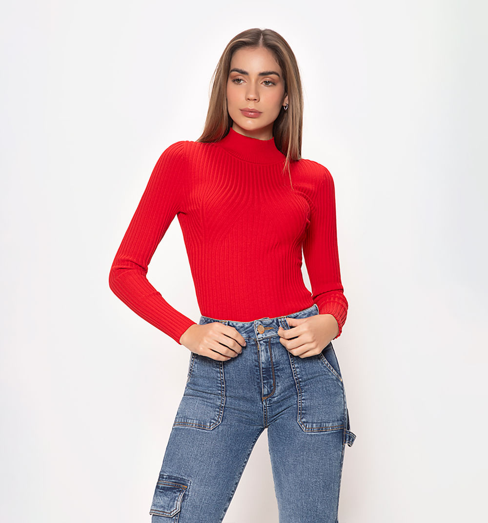 Blusa manga larga cuello alto