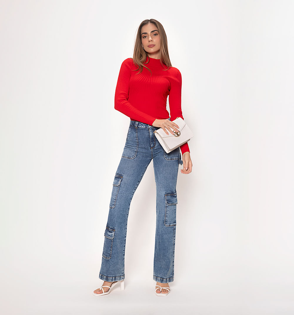 Blusa manga larga cuello alto