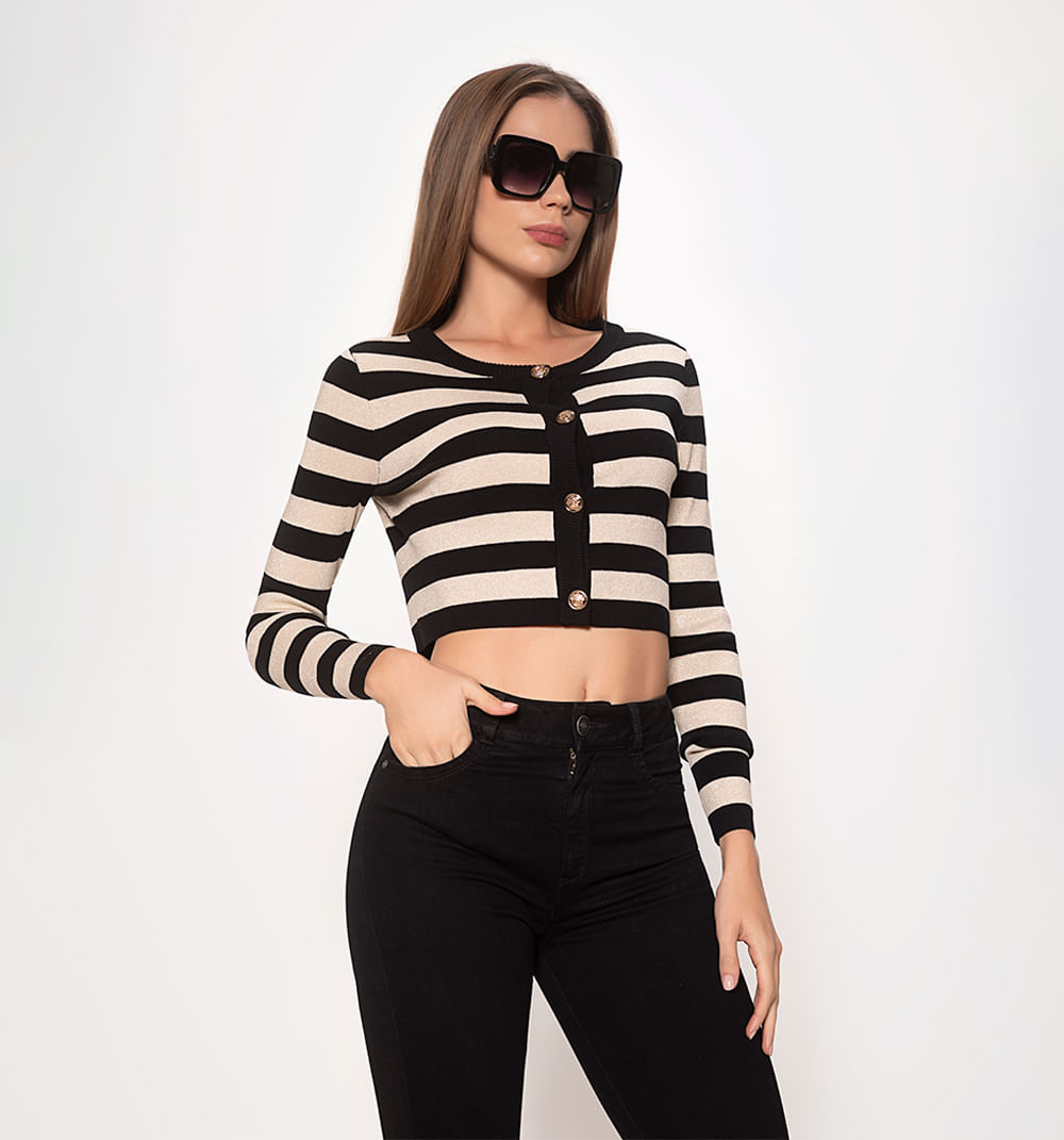 Cardigan jacquard de punto cruzado