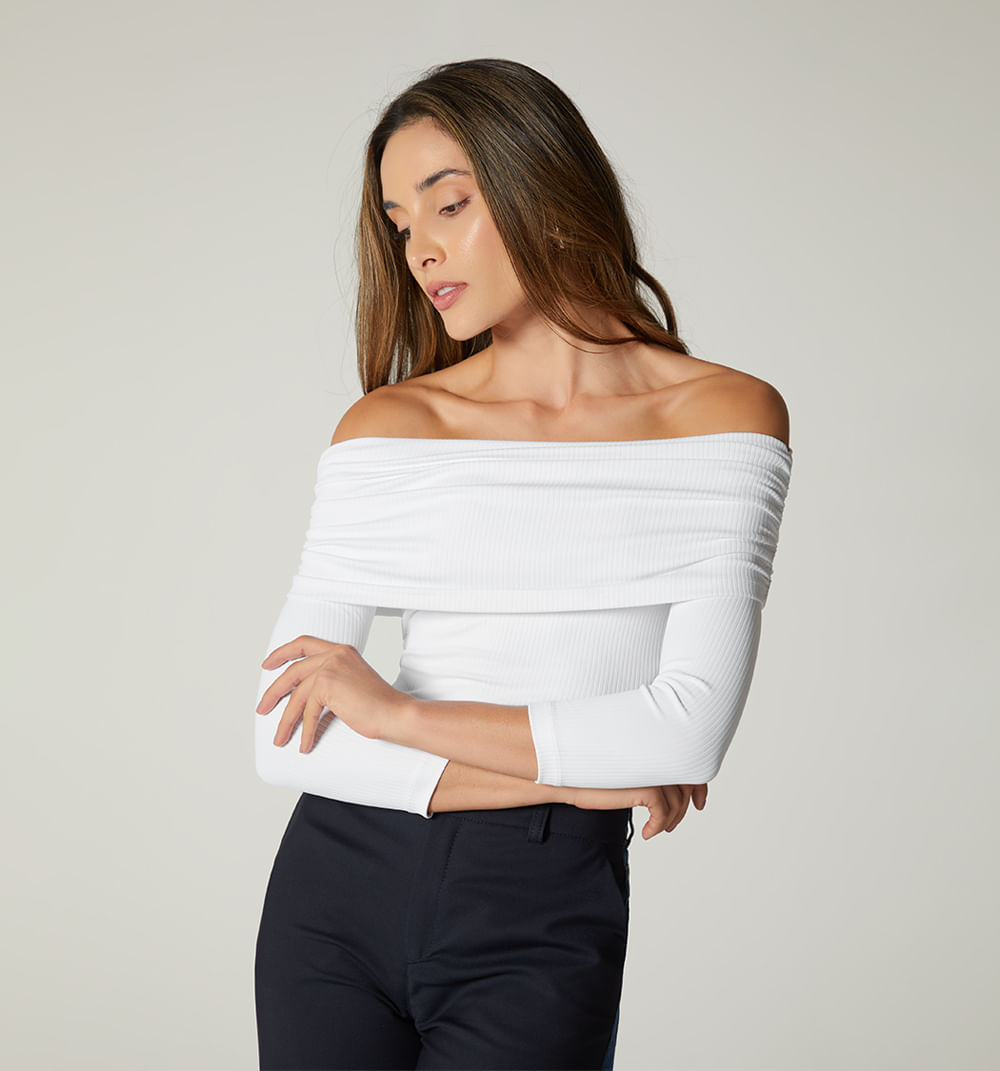 Blusa manga 3/4 escote bandeja
