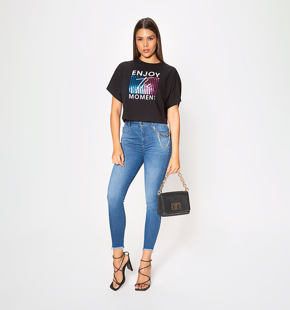 Jean ultraslim tiro alto con elastico en