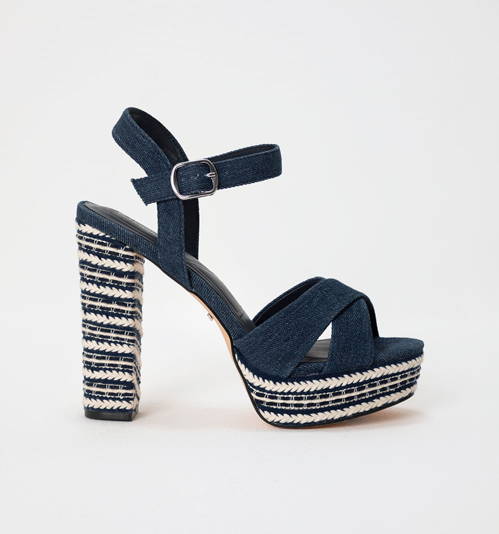 Sandalia tacon plataforma  denim